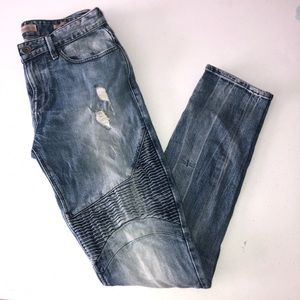 GUESS? Slim Tapered Moto Denim